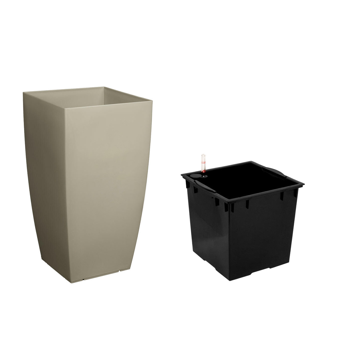 Ghiveci inteligent H56.5x31x31 cm cu set complet udare Cubico maro spicy lucios