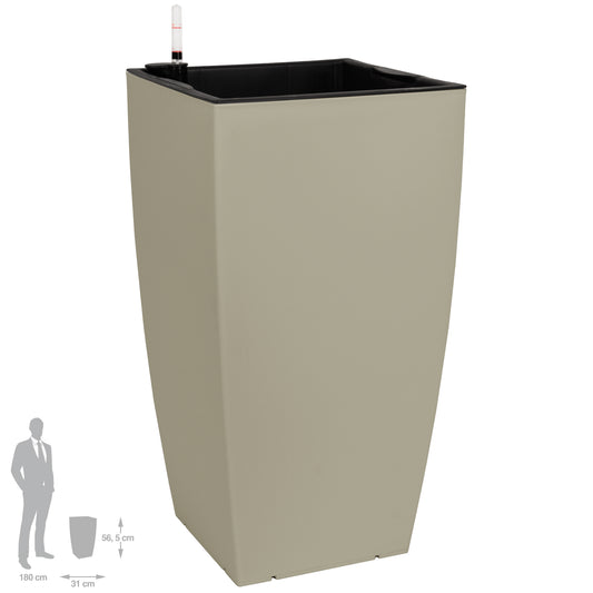 Ghiveci inteligent H56.5x31x31 cm cu set complet udare Cubico maro spicy mat