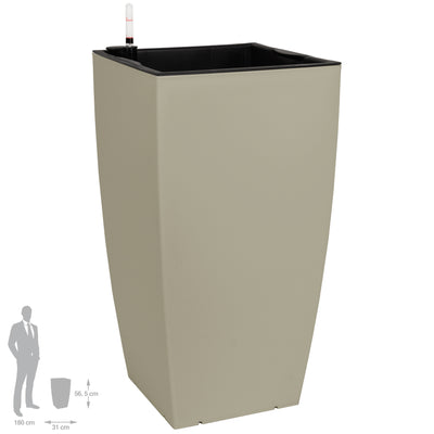 Ghiveci inteligent H56.5x31x31 cm cu set complet udare Cubico maro spicy mat