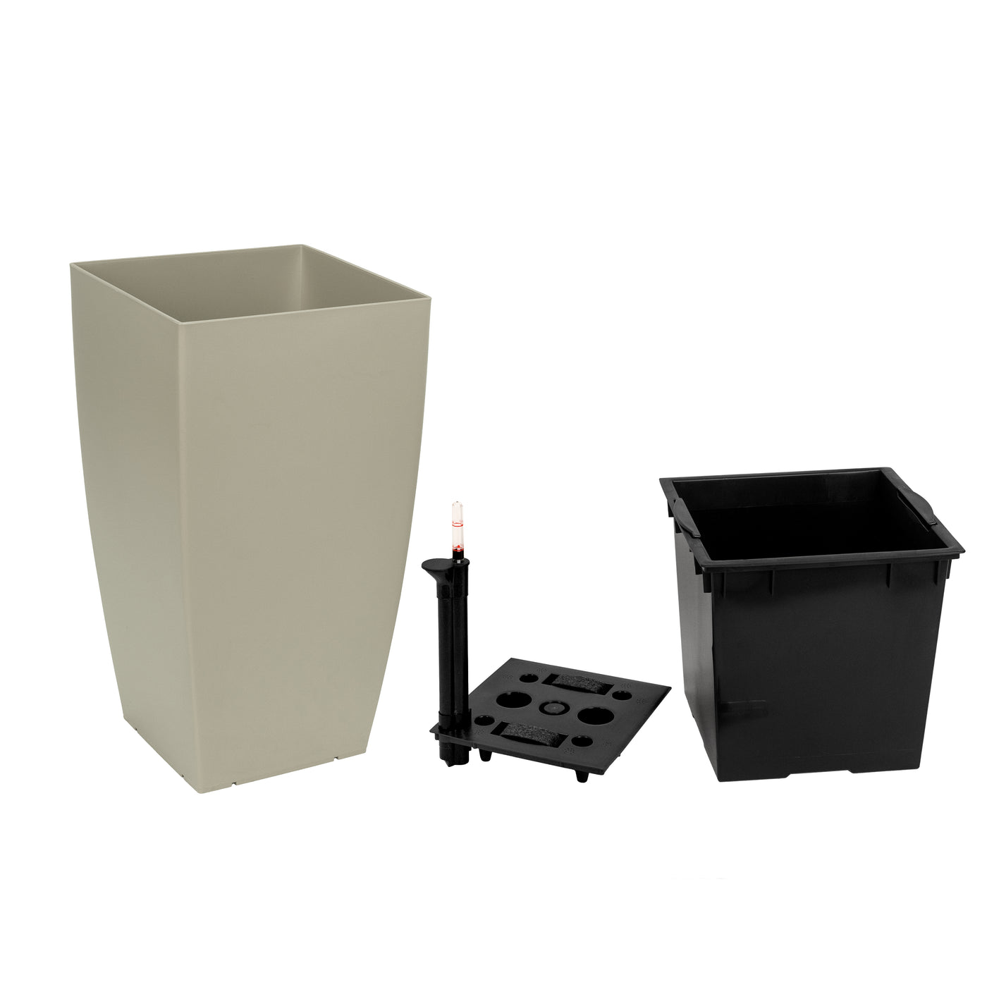 Ghiveci inteligent H56.5x31x31 cm cu set complet udare Cubico maro spicy mat