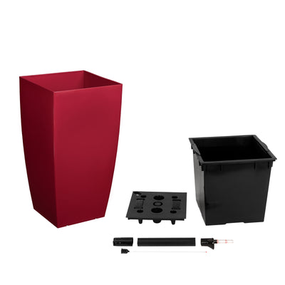 Ghiveci inteligent H56.5x31x31 cm cu set complet udare Cubico rosu lucios inchis