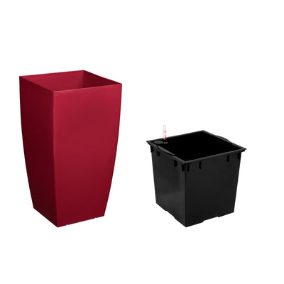 Ghiveci inteligent H56.5x31x31 cm cu set complet udare Cubico rosu lucios inchis