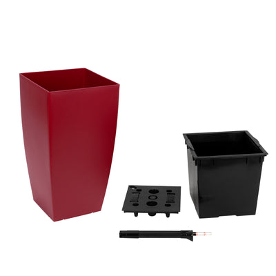 Ghiveci inteligent H56.5x31x31 cm cu set complet udare Cubico rosu mat