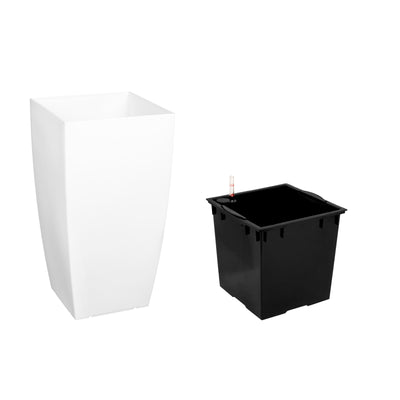 Ghiveci inteligent H66x36x36 cm cu set complet udare Cubico alb lucios