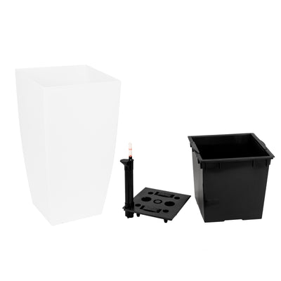Ghiveci inteligent H66x36x36 cm cu set complet udare Cubico alb mat