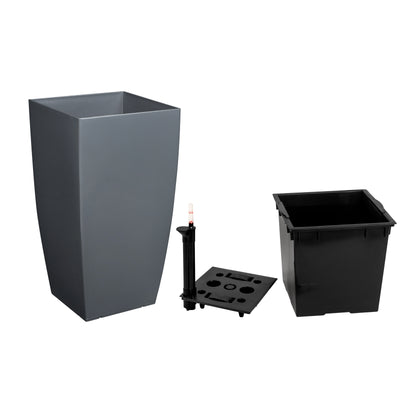 Ghiveci inteligent H66x36x36 cm cu set complet udare Cubico antracit lucios
