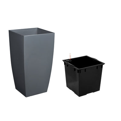 Ghiveci inteligent H66x36x36 cm cu set complet udare Cubico antracit lucios