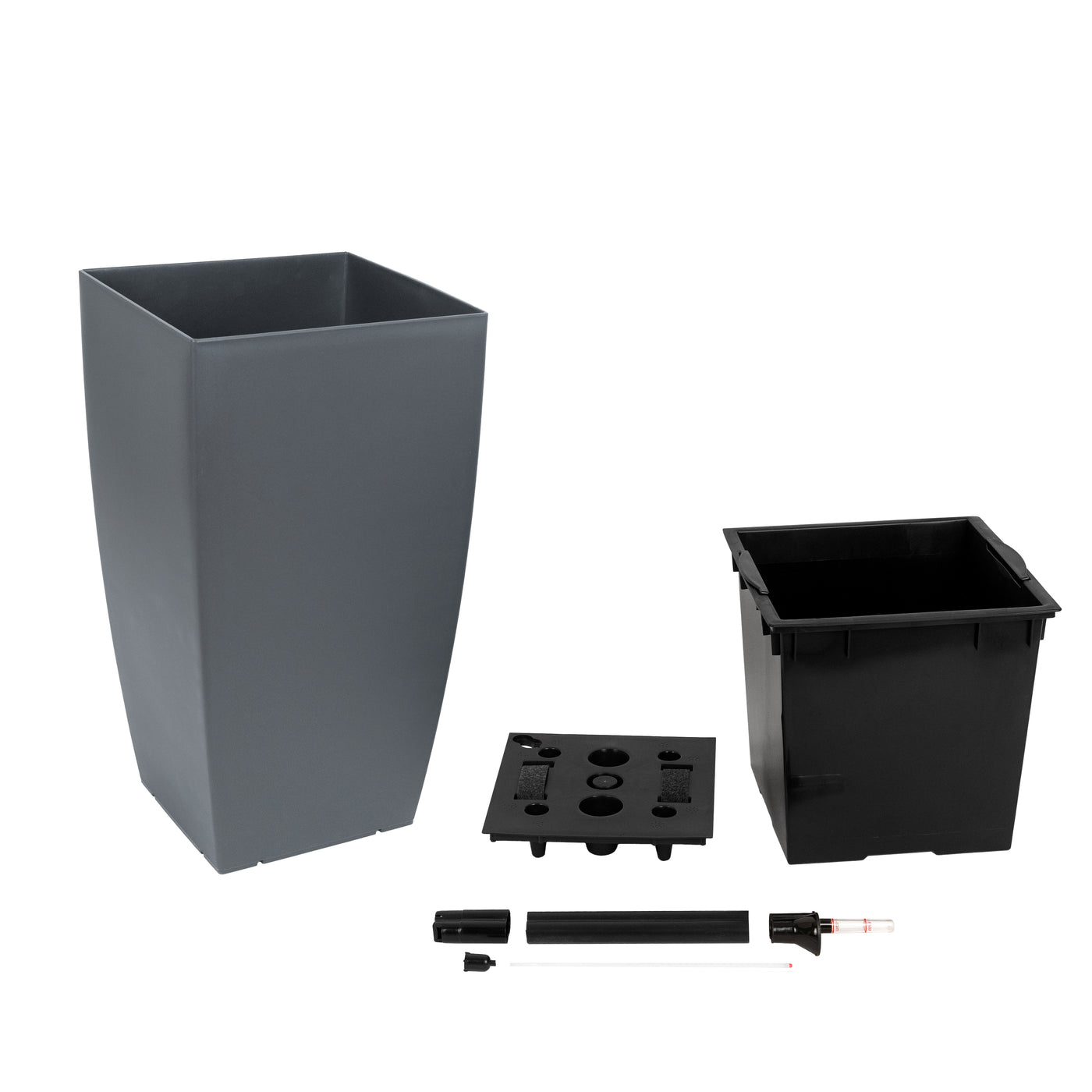 Ghiveci inteligent H66x36x36 cm cu set complet udare Cubico antracit mat