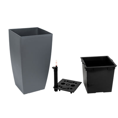 Ghiveci inteligent H66x36x36 cm cu set complet udare Cubico antracit mat
