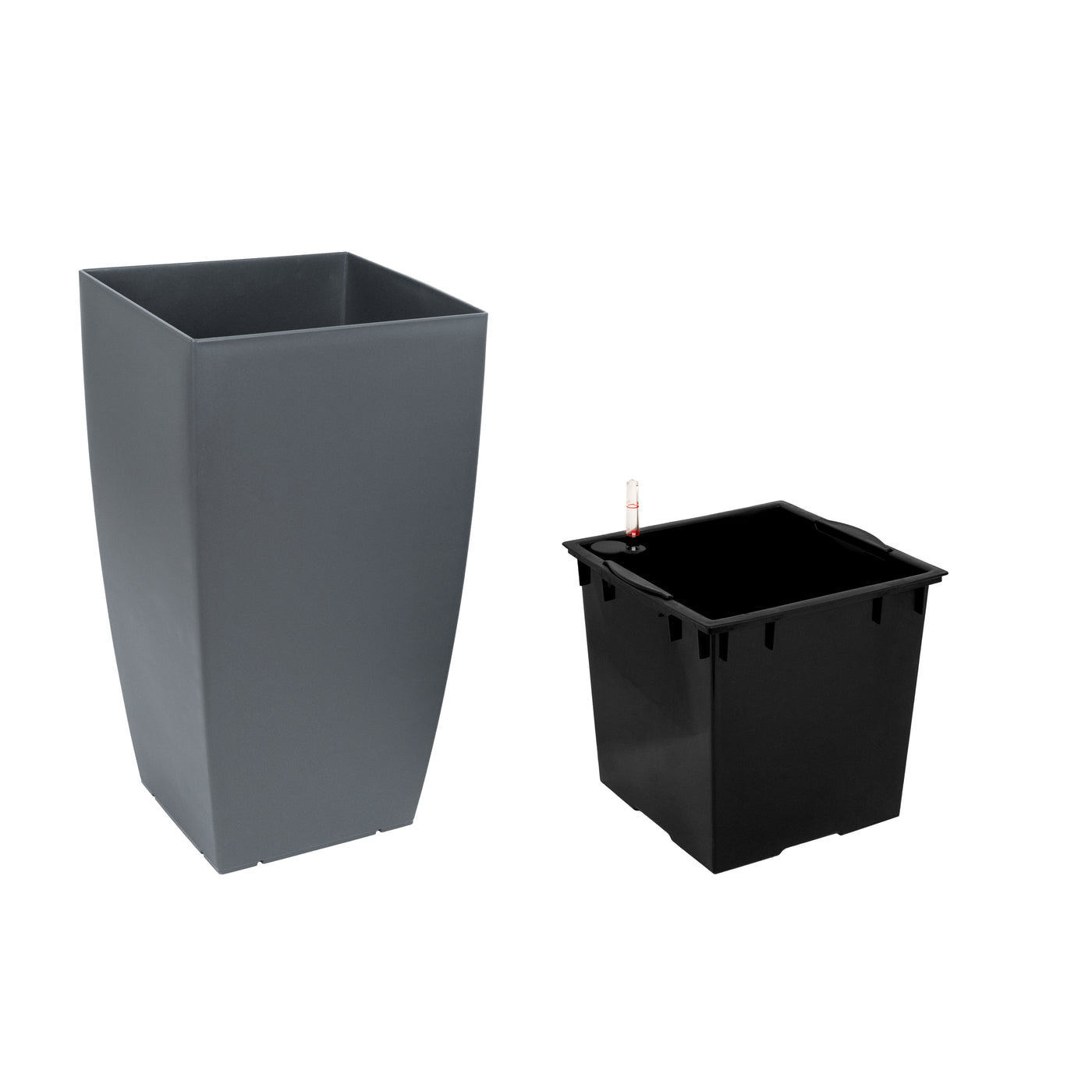 Ghiveci inteligent H66x36x36 cm cu set complet udare Cubico antracit mat