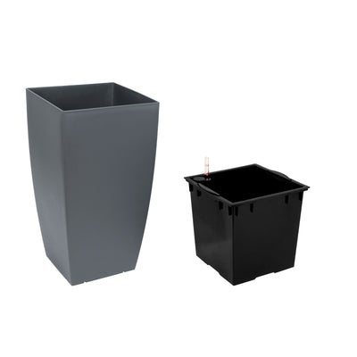 Ghiveci inteligent H66x36x36 cm cu set complet udare Cubico antracit mat