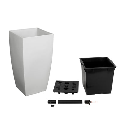 Ghiveci inteligent H66x36x36 cm cu set complet udare Cubico gri lucios
