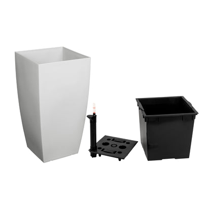 Ghiveci inteligent H66x36x36 cm cu set complet udare Cubico gri lucios