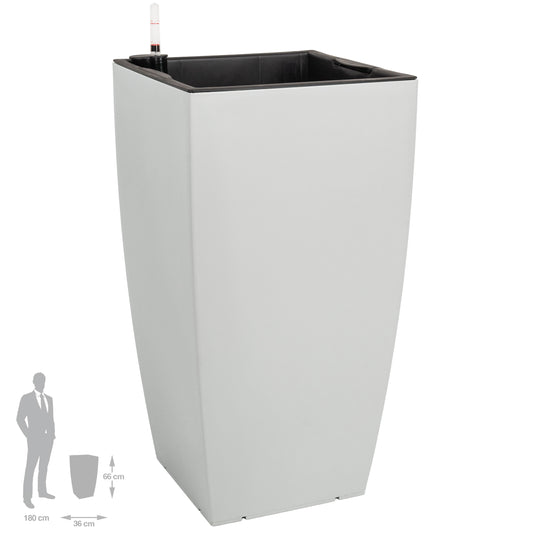 Ghiveci inteligent H66x36x36 cm cu set complet udare Cubico gri mat