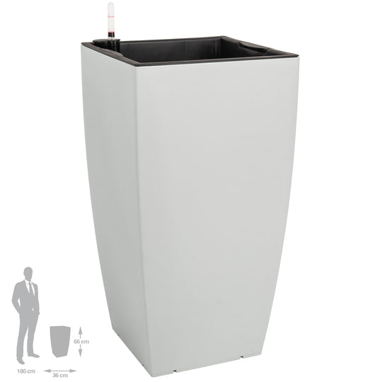 Ghiveci inteligent H66x36x36 cm cu set complet udare Cubico gri mat