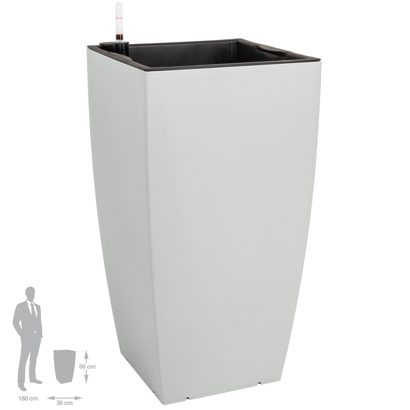 Ghiveci inteligent H66x36x36 cm cu set complet udare Cubico gri mat