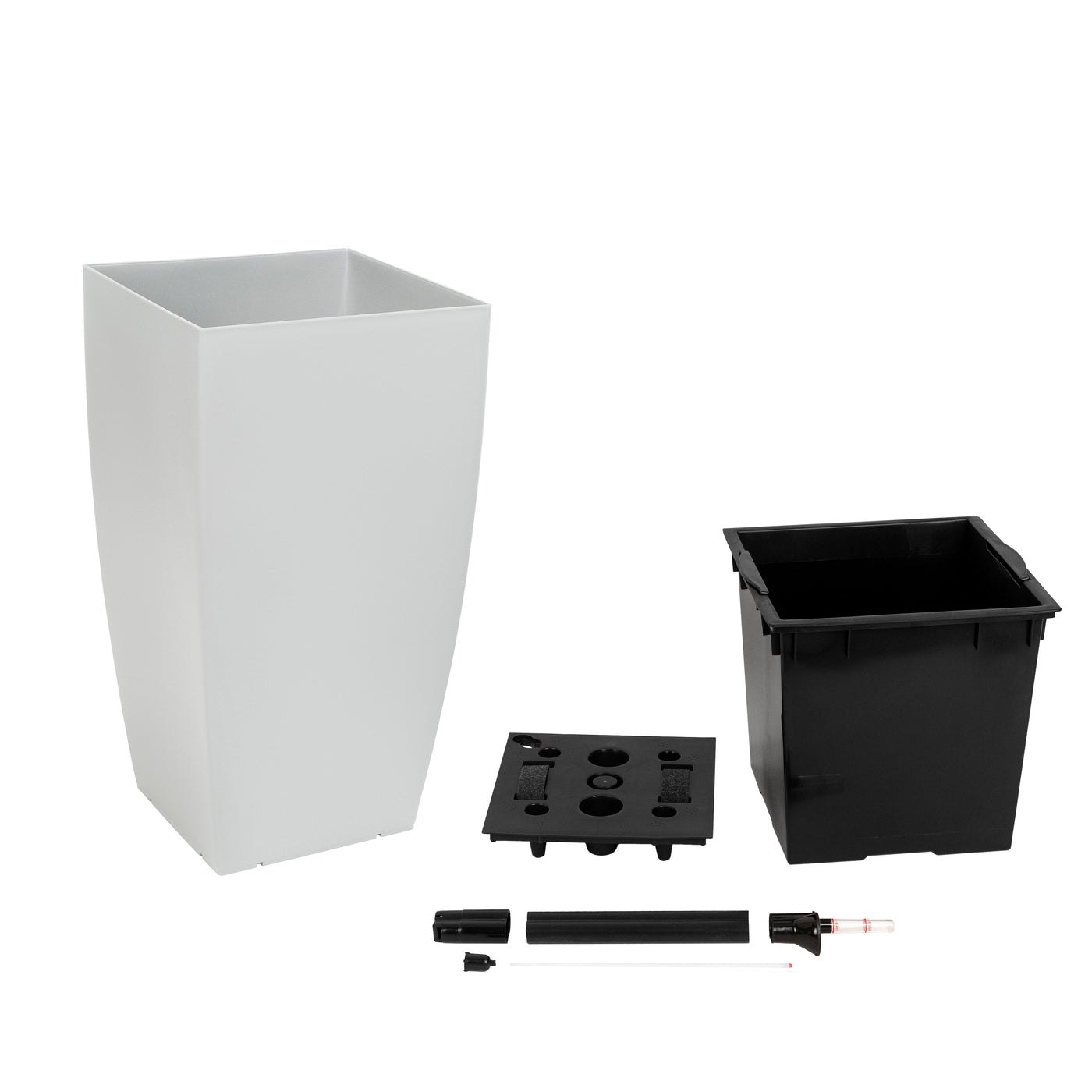 Ghiveci inteligent H66x36x36 cm cu set complet udare Cubico gri mat