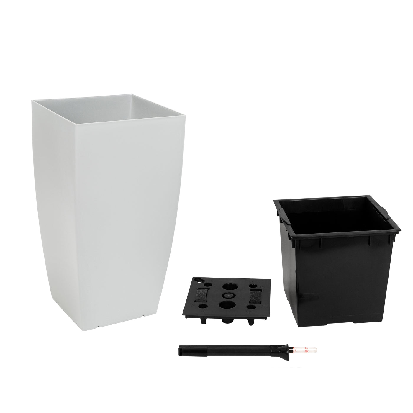 Ghiveci inteligent H66x36x36 cm cu set complet udare Cubico gri mat