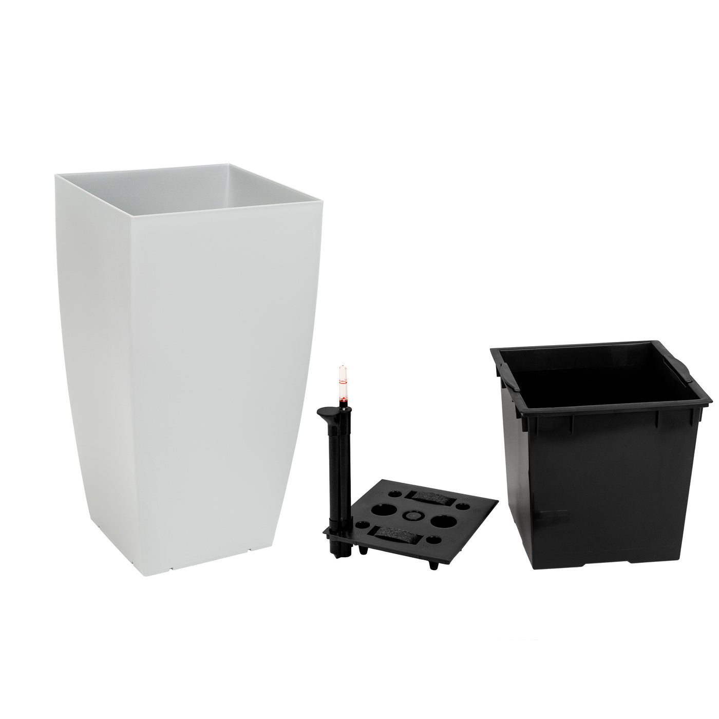 Ghiveci inteligent H66x36x36 cm cu set complet udare Cubico gri mat