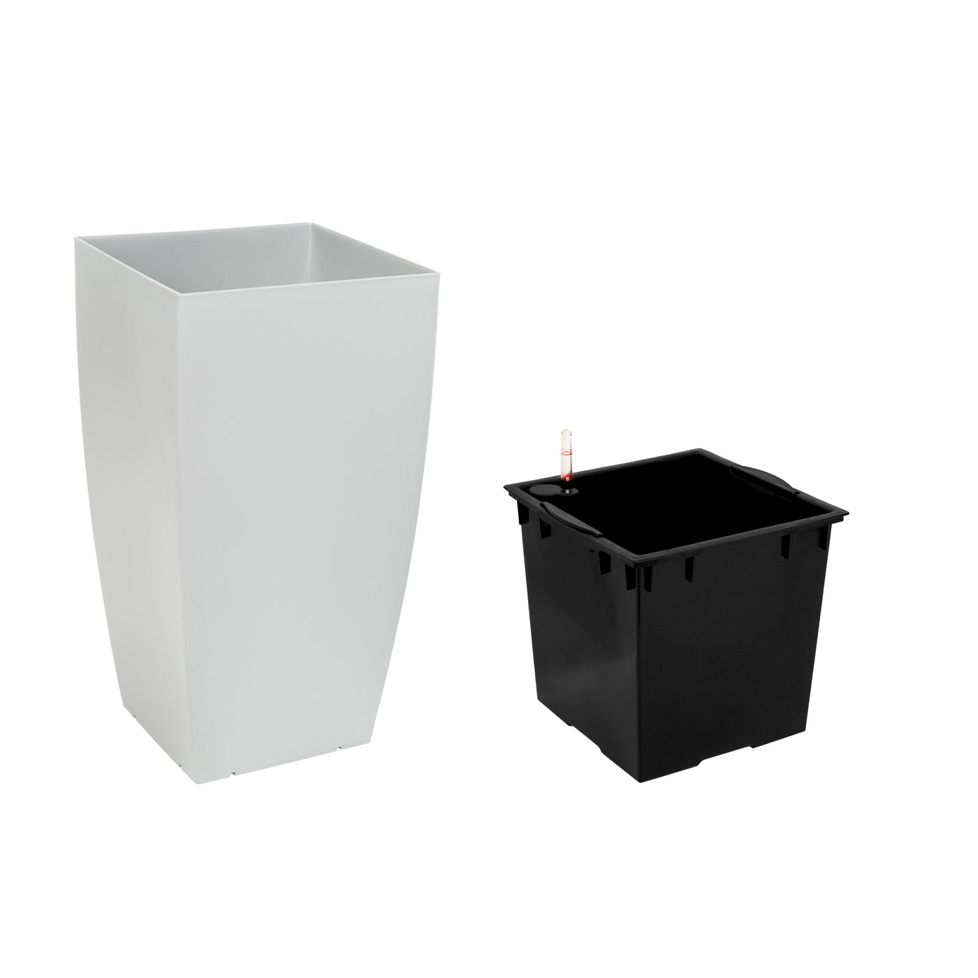 Ghiveci inteligent H66x36x36 cm cu set complet udare Cubico gri mat