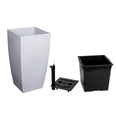 Ghiveci inteligent H66x36x36 cm cu set complet udare Cubico gri urban lucios