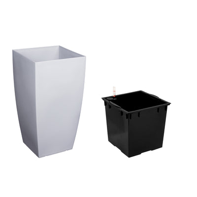 Ghiveci inteligent H66x36x36 cm cu set complet udare Cubico gri urban lucios