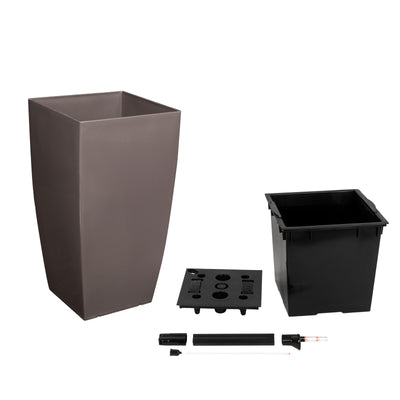 Ghiveci inteligent H66x36x36 cm cu set complet udare Cubico maro lucios