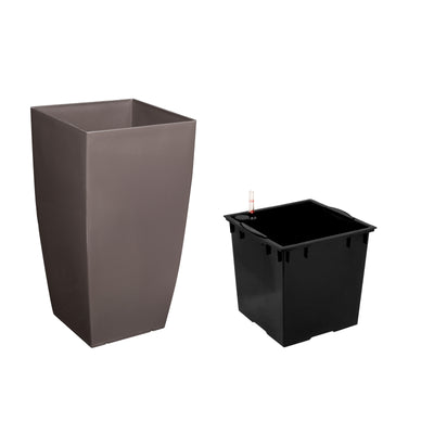 Ghiveci inteligent H66x36x36 cm cu set complet udare Cubico maro lucios