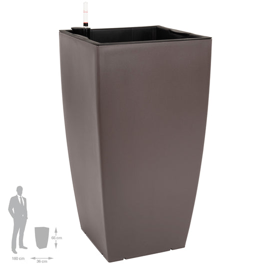 Ghiveci inteligent H66x36x36 cm cu set complet udare Cubico maro mat