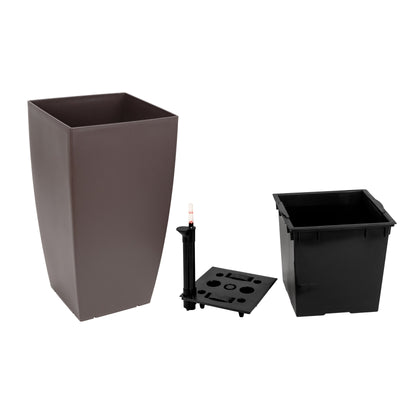 Ghiveci inteligent H66x36x36 cm cu set complet udare Cubico maro mat