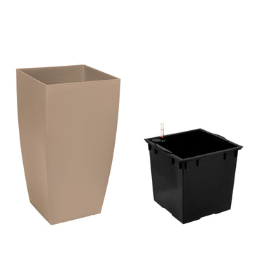 Ghiveci inteligent H66x36x36 cm cu set complet udare Cubico maro nisip mat