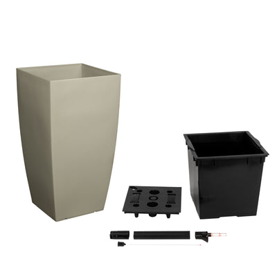 Ghiveci inteligent H66x36x36 cm cu set complet udare Cubico maro spicy lucios