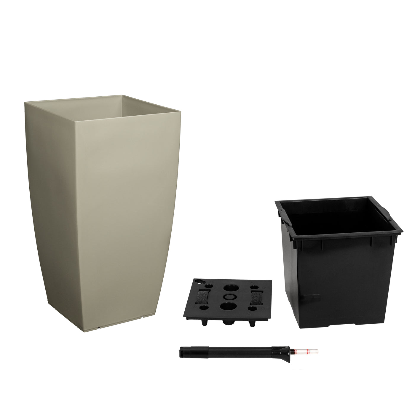 Ghiveci inteligent H66x36x36 cm cu set complet udare Cubico maro spicy lucios