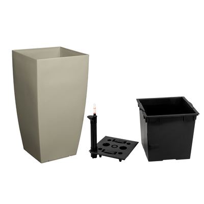 Ghiveci inteligent H66x36x36 cm cu set complet udare Cubico maro spicy lucios