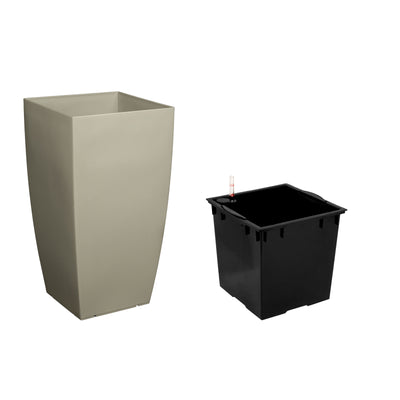 Ghiveci inteligent H66x36x36 cm cu set complet udare Cubico maro spicy lucios