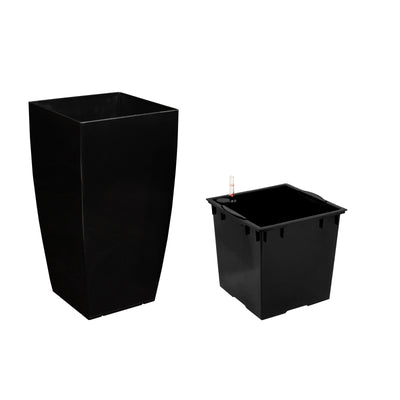 Ghiveci inteligent H66x36x36 cm cu set complet udare Cubico negru lucios