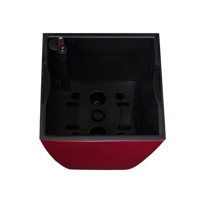 Ghiveci inteligent H66x36x36 cm cu set complet udare Cubico rosu lucios inchis