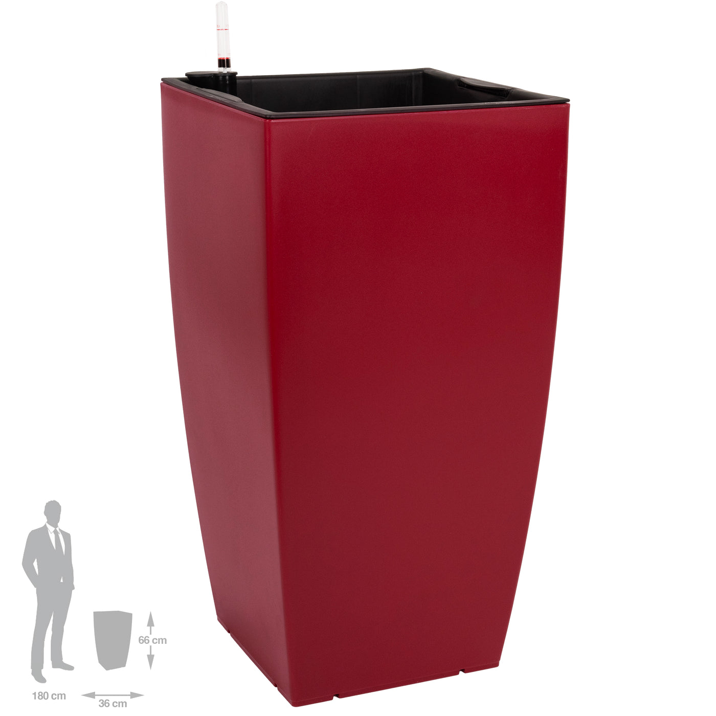 Ghiveci inteligent H66x36x36 cm cu set complet udare Cubico rosu mat