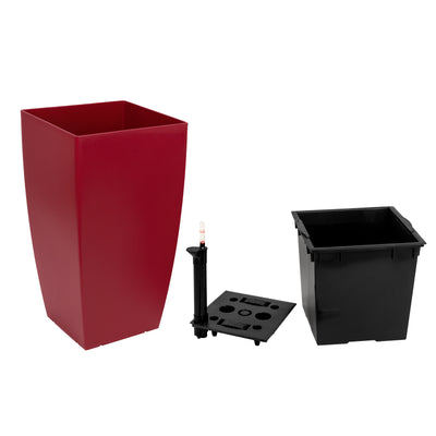 Ghiveci inteligent H66x36x36 cm cu set complet udare Cubico rosu mat