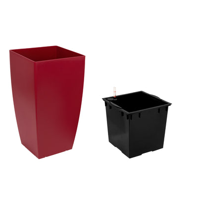 Ghiveci inteligent H66x36x36 cm cu set complet udare Cubico rosu mat