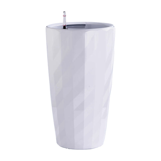 Ghiveci inteligent H75.6xD39.4 cm RobertoRossi Diamante alb lucios