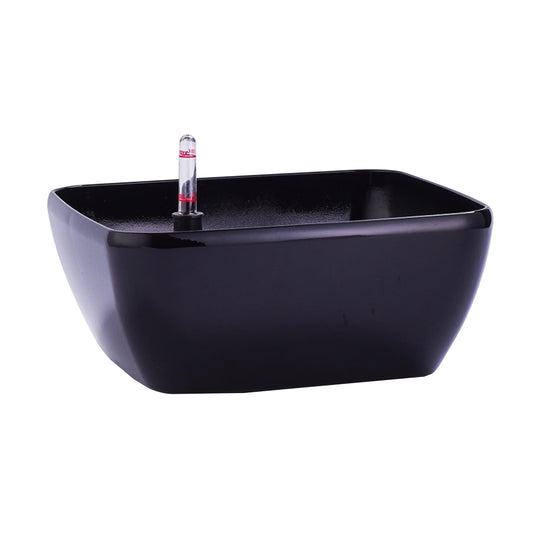 Ghiveci inteligent H8x18x18 cm RobertoRossi Quadro Bowl negru lucios