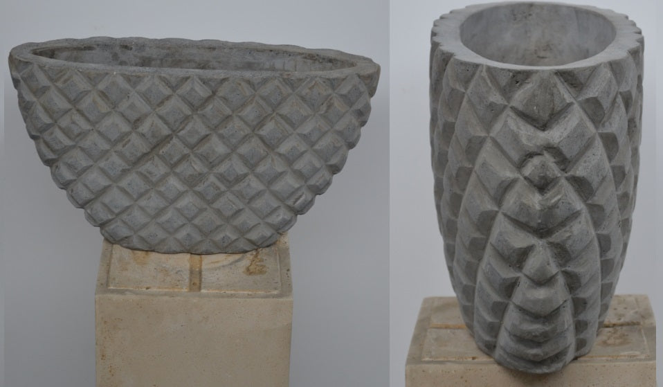 Ghiveci oval Diamante 61X15x35 cm gri ciment