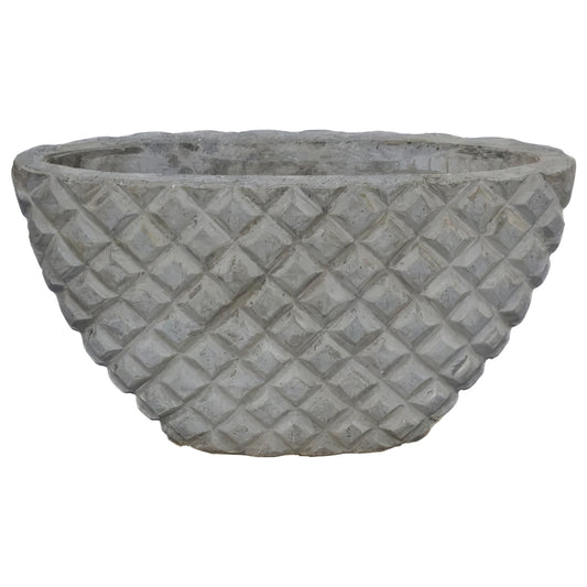 Ghiveci oval Diamante L61xW15xH35 cm gri ciment