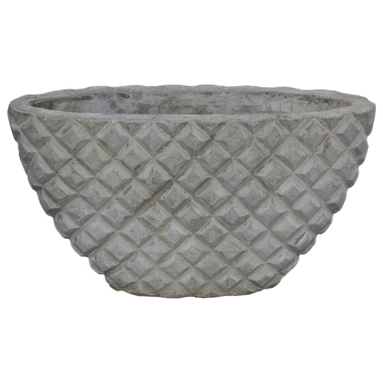 Ghiveci oval Diamante L61xW15xH35 cm gri ciment