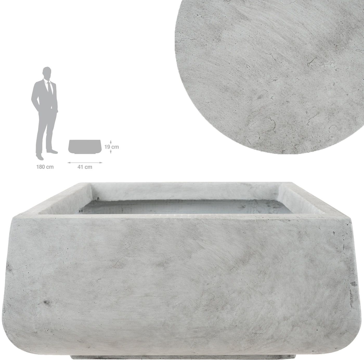 Ghiveci plante 41x41x19 cm. gri ciment