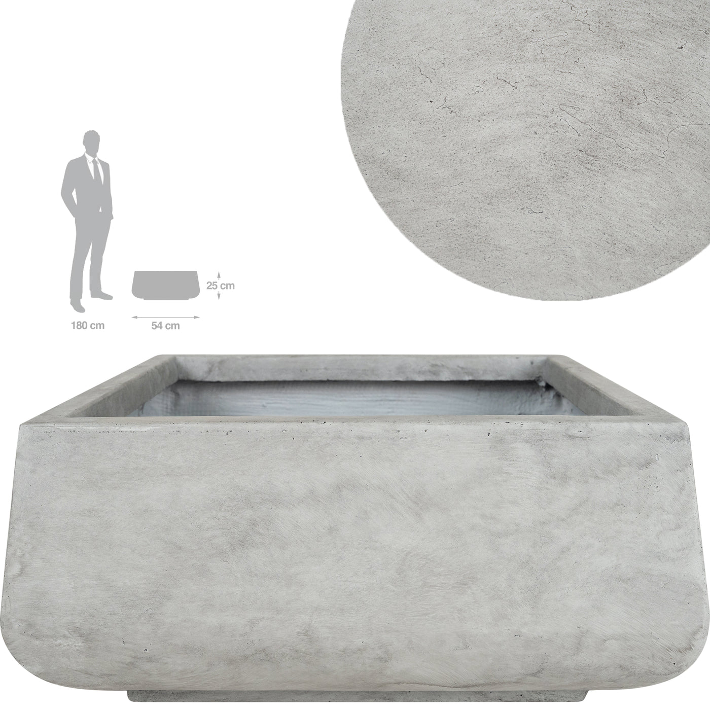 Ghiveci plante 54x54x25 cm. gri ciment