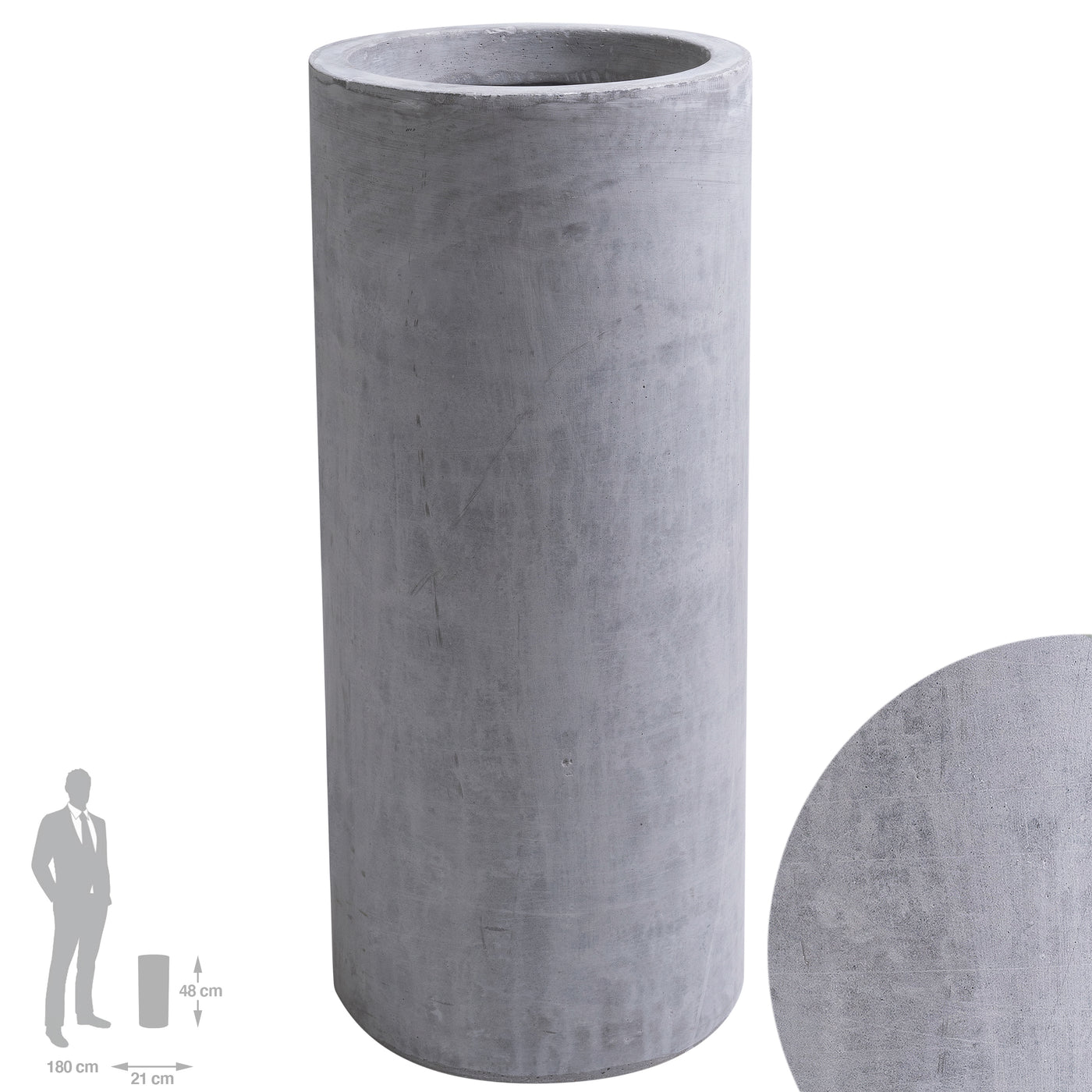 Ghiveci plante D21xH48 cm. gri ciment