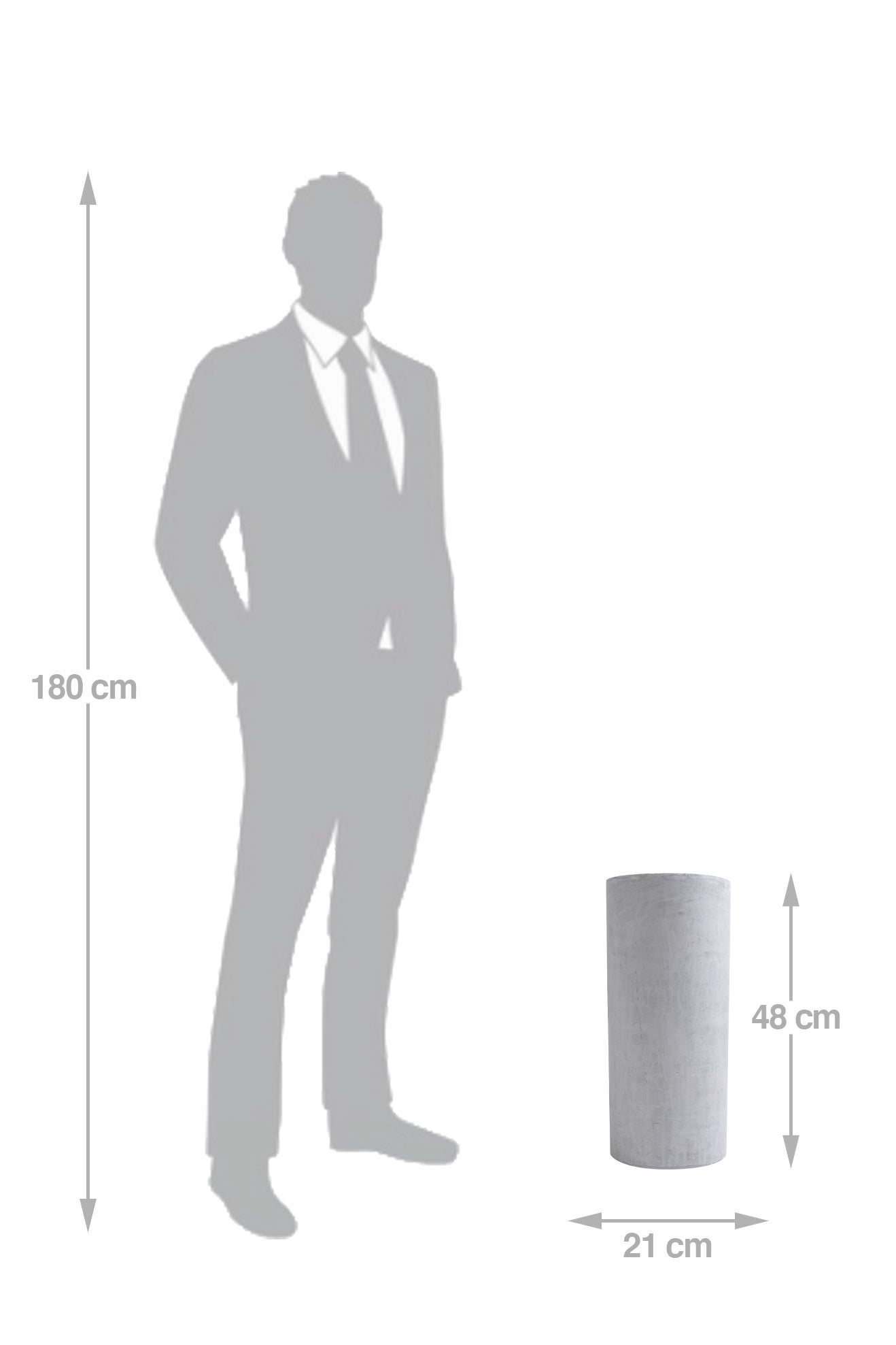 Ghiveci plante D21xH48 cm. gri ciment