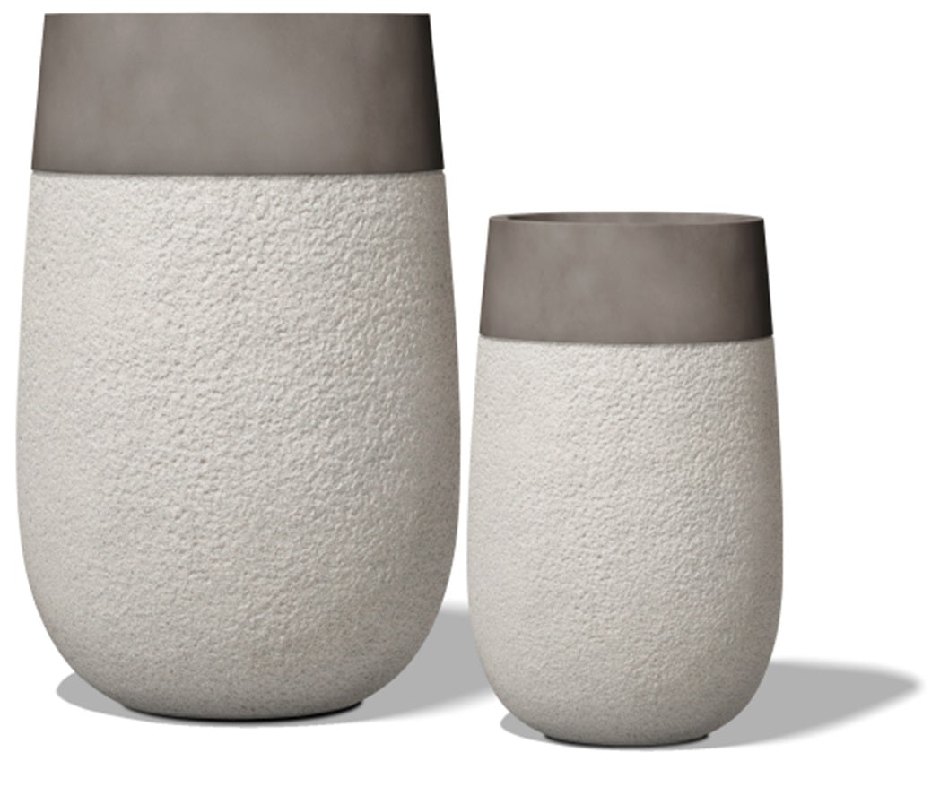 Ghiveci plante D23xH36 cm. gri deschis cu negru